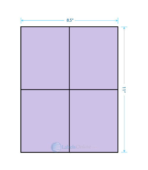 4.25" x 5.5" Barcode Labels - 4 up - Pastel Purple