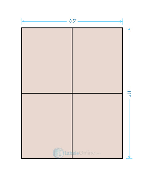 4.25" x 5.5" Barcode Labels - 4 up - Pastel Tan