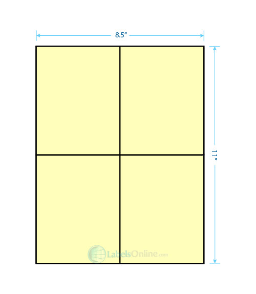 4.25" x 5.5" Barcode Labels - 4 up - Pastel Yellow