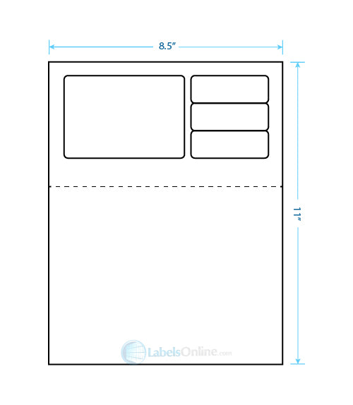 4.375" x 3" - 1 up / 2.8125" x 1" - 3 up - Perfed - Standard White Matte