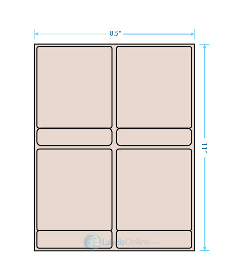 4 @ 4" x 4.34375";  4 @ 4" x .84375" - 8 up - Pastel Tan (Laser)