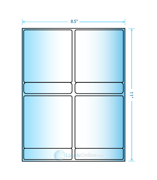 4 @ 4" x 4.34375";  4 @ 4" x .84375" - 8 up - Premium High Gloss (Laser)