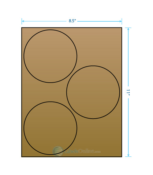 4.5" - 3 up - Brown Kraft (Laser / Inkjet)