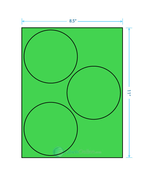 4.5" - 3 up - Fluorescent Green (Laser)