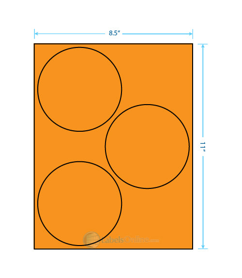 4.5" - 3 up - Fluorescent Orange (Laser)