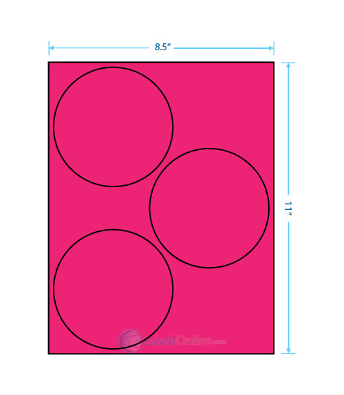 4.5" - 3 up - Fluorescent Pink (Laser)