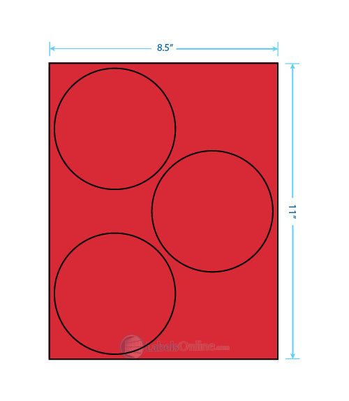 4.5" - 3 up - Fluorescent Red (Laser)