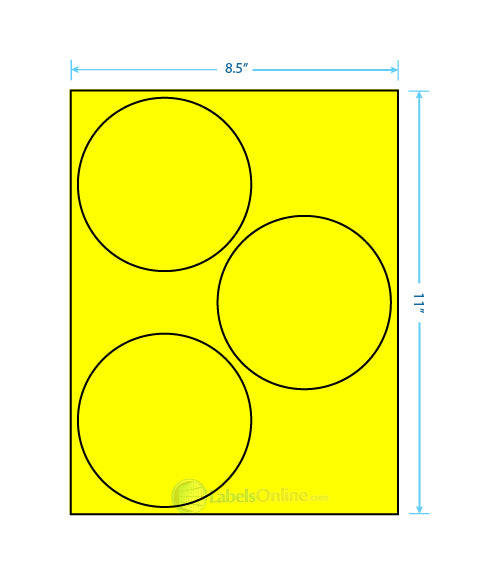 4.5" - 3 up - Fluorescent Yellow (Laser)