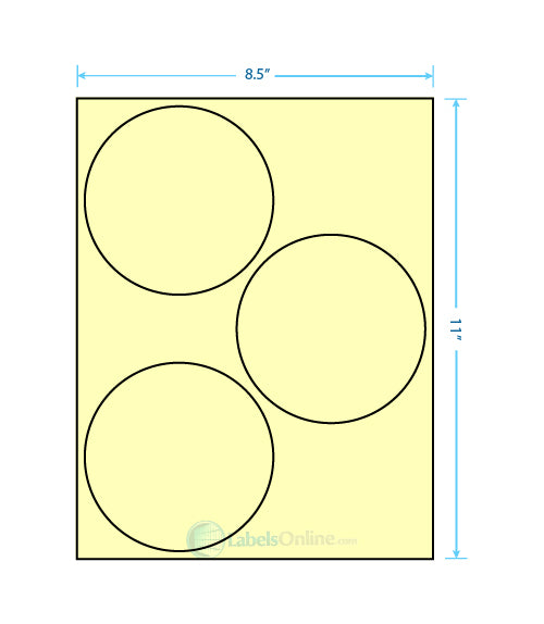 4.5" - 3 up - Pastel Yellow (Laser)