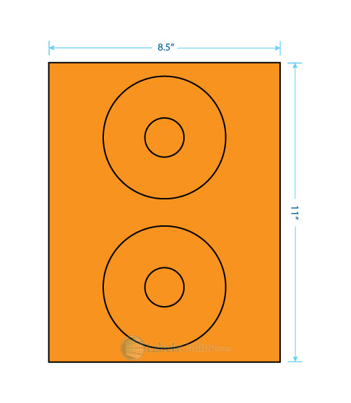 4.5" Circle - 2 up - Fluorescent Orange