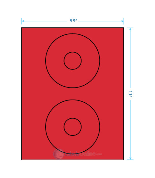 4.5" Circle - 2 up - Fluorescent Red