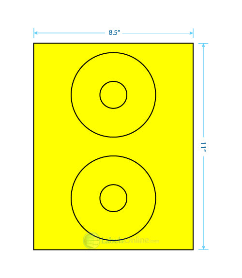4.5" Circle - 2 up - Fluorescent Yellow