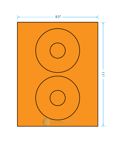 4.64" CD - 2 up - Fluorescent Orange (Laser)