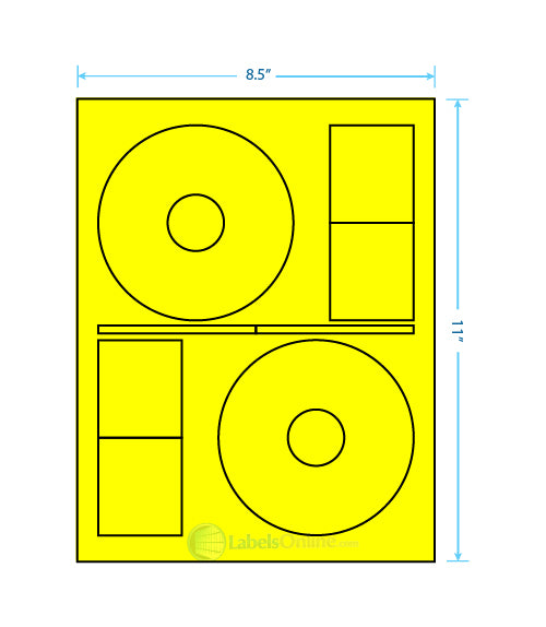 4.64" CD - 2 up - Fluorescent Yellow (Laser)