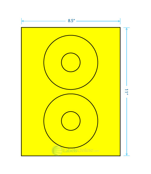 4.64" CD - 2 up - Fluorescent Yellow (Laser)
