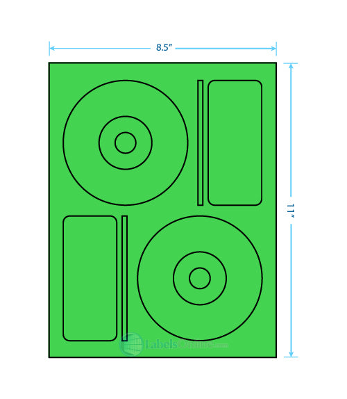 4.656" CD - 2 up - Fluorescent Green (Laser)