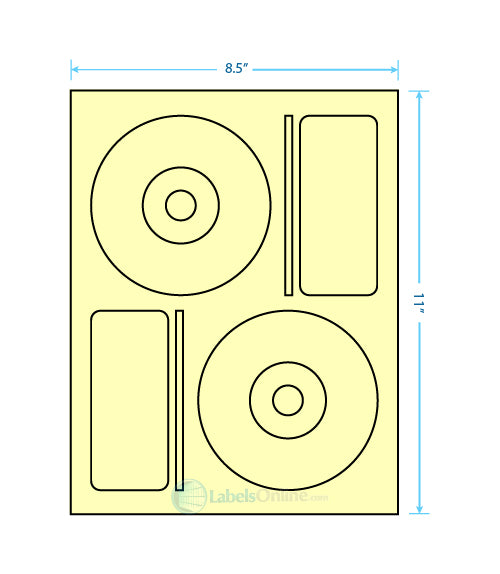 4.656" CD - 2 up - Pastel Yellow (Laser)