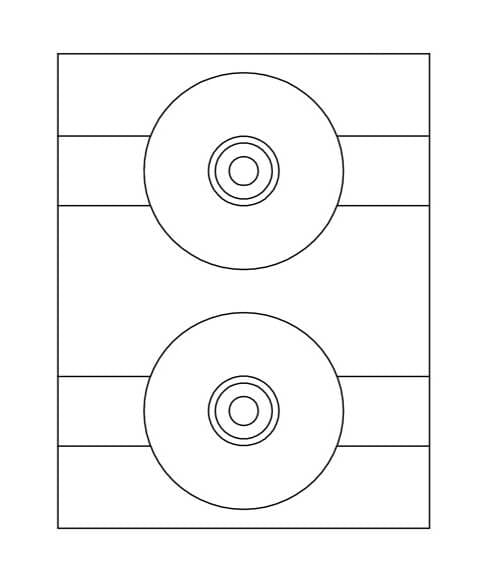 4 9/16" Diameter Laser/Inkjet CD Donut with Hub Cap Labels; 2 up; 100 sheets/case - Standard White Matte