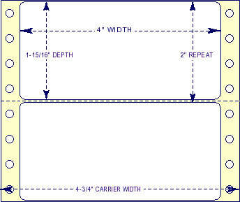 4" x 1-15/16" - Pinfed Blank EDP Label; 1 Label Across; 5,000 Labels/carton - Fanfolded