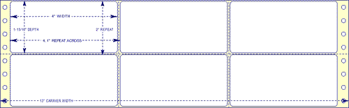 4" x 1-15/16" - Pinfed Blank EDP Label; 3 Labels Across; 10,000 Labels/carton - Fanfolded
