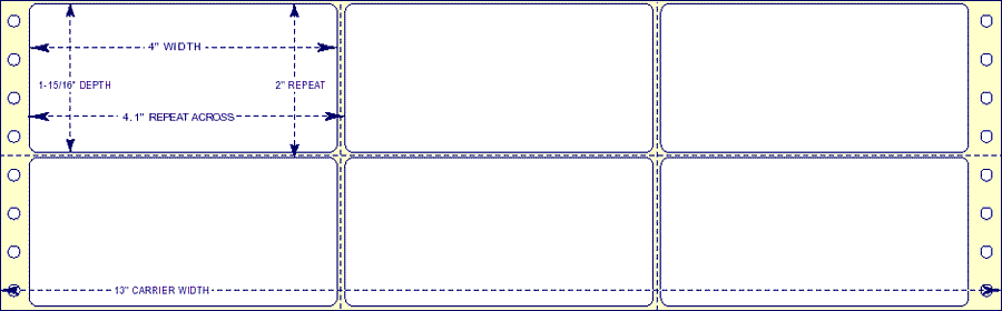 4" x 1-15/16" - Pinfed Blank EDP Label; 3 Labels Across; 10,000 Labels/carton - Fanfolded