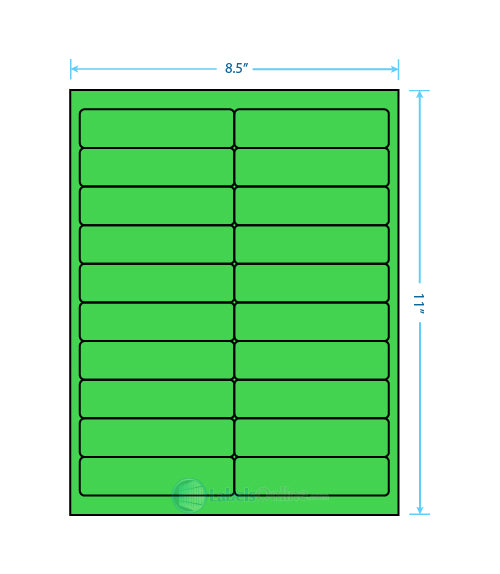 4" x 1" - 20 up - Fluorescent Green (Laser)