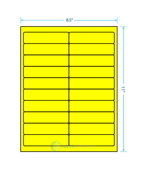 4" x 1" - 20 up - Fluorescent Yellow (Laser)