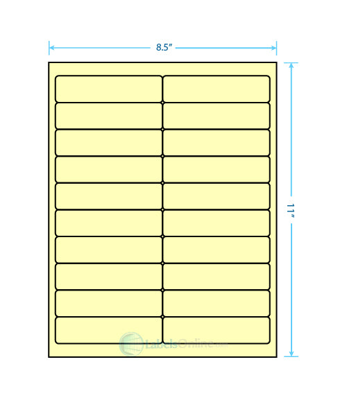 4" x 1" - 20 up - Pastel Yellow (Laser)