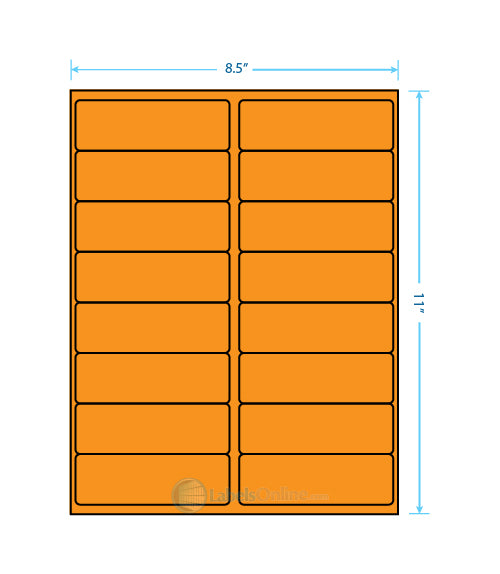 4" x 1.3125" - 16 up - Fluorescent Orange (Laser)
