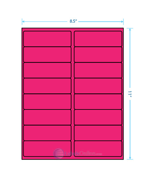 4" x 1.3125" - 16 up - Fluorescent Pink (Laser)