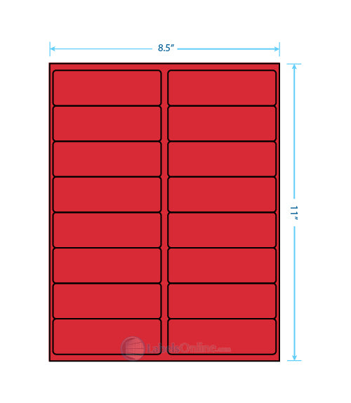 4" x 1.3125" - 16 up - Fluorescent Red (Laser)