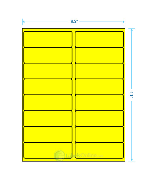 4" x 1.3125" - 16 up - Fluorescent Yellow (Laser)