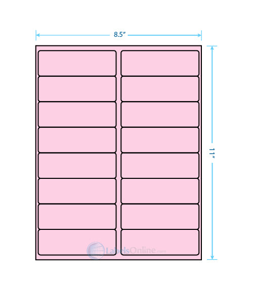 4" x 1.3125" - 16 up - Pastel Pink (Laser)