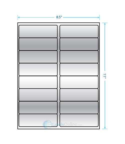 4" x 1.3125" - 16 up - Silver Foil (Laser)