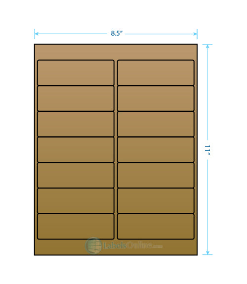 4" x 1.33" Barcode Labels - 14 up - Brown Kraft