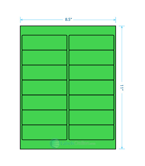 4" x 1.33" Barcode Labels - 14 up - Fluorescent Green