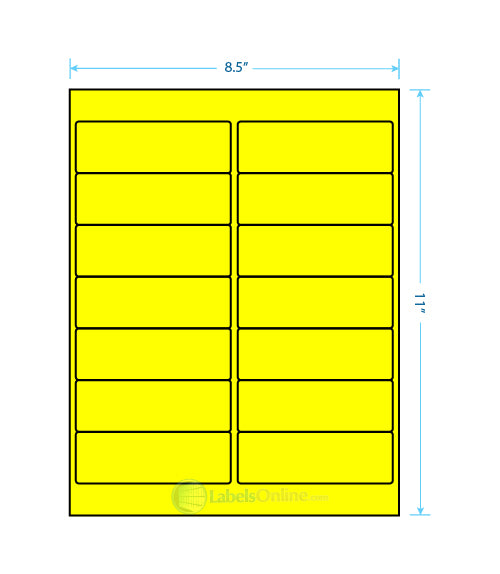 4" x 1.33" Barcode Labels - 14 up - Fluorescent Yellow