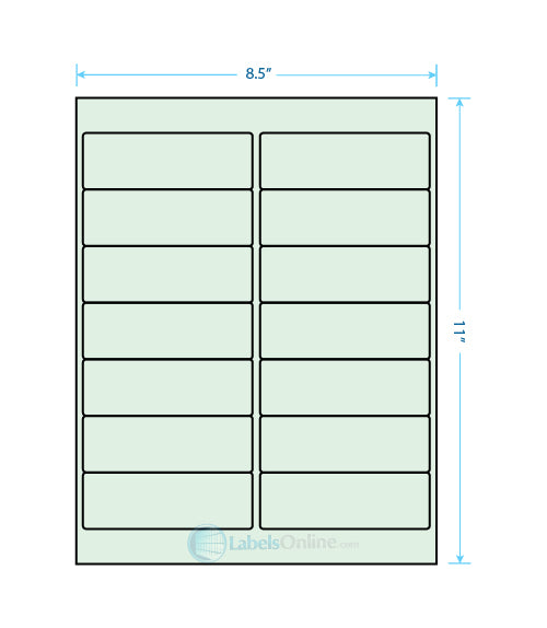 4" x 1.33" Barcode Labels - 14 up - Pastel Green