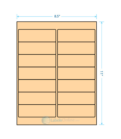 4" x 1.33" Barcode Labels - 14 up - Pastel Orange