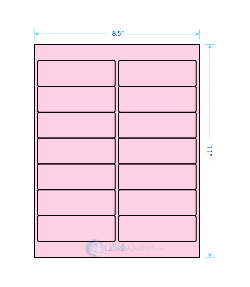 4" x 1.33" Barcode Labels - 14 up - Pastel Pink