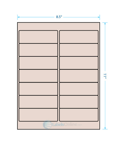 4" x 1.33" Barcode Labels - 14 up - Pastel Tan