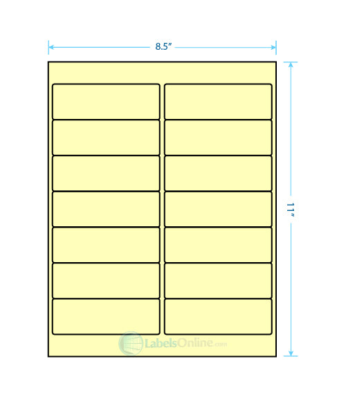 4" x 1.33" Barcode Labels - 14 up - Pastel Yellow