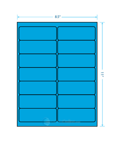 4" x 1.4375" - 14 up - Fluorescent Blue (Laser)