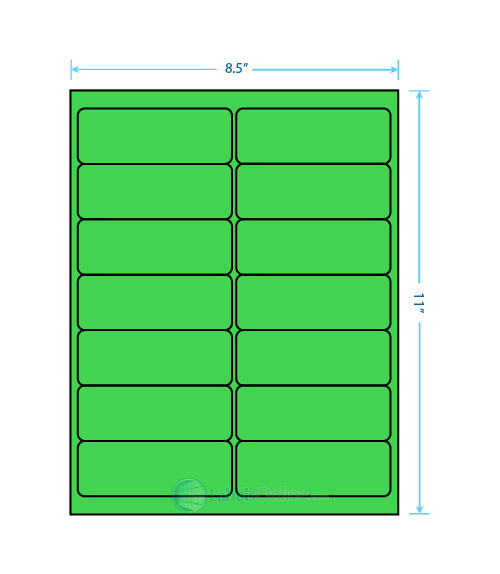 4" x 1.4375" - 14 up - Fluorescent Green (Laser)