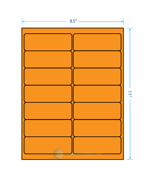 4" x 1.4375" - 14 up - Fluorescent Orange (Laser)