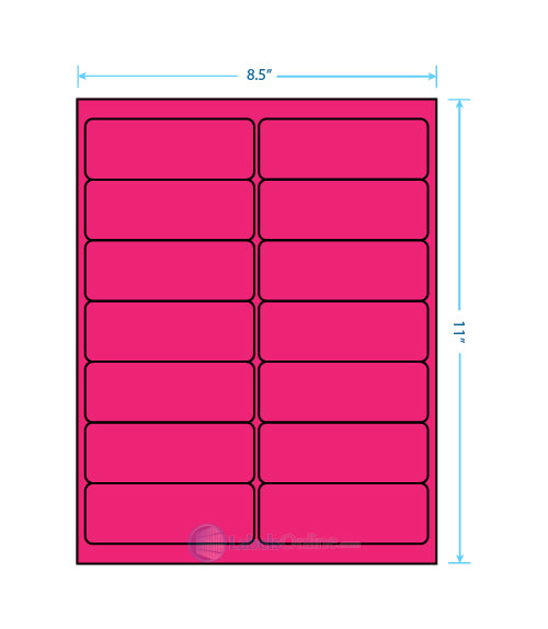 4" x 1.4375" - 14 up - Fluorescent Pink (Laser)