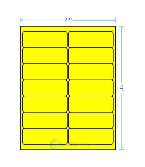 4" x 1.4375" - 14 up - Fluorescent Yellow (Laser)