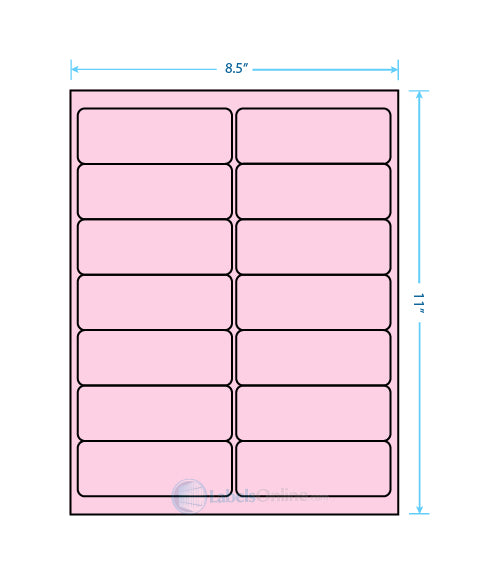 4" x 1.4375" - 14 up - Pastel Pink (Laser)