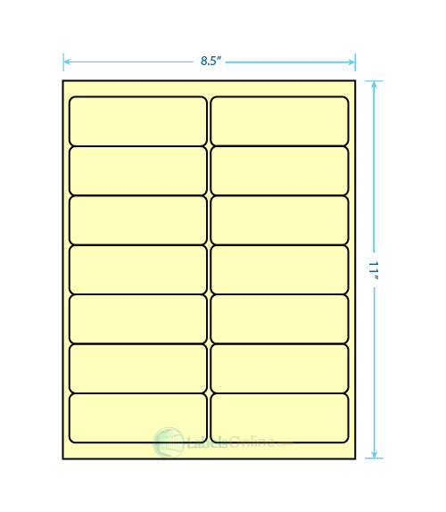 4" x 1.4375" - 14 up - Pastel Yellow (Laser)