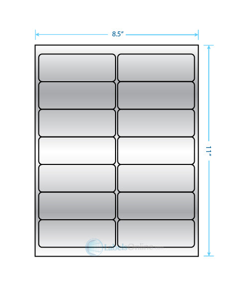 4" x 1.4375" - 14 up - Silver Foil (Laser)